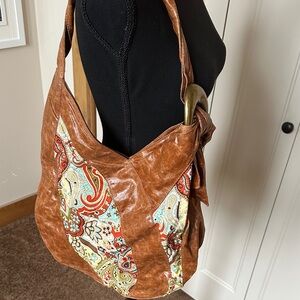 Brown Leather Crossbody Bag with Brass Accent